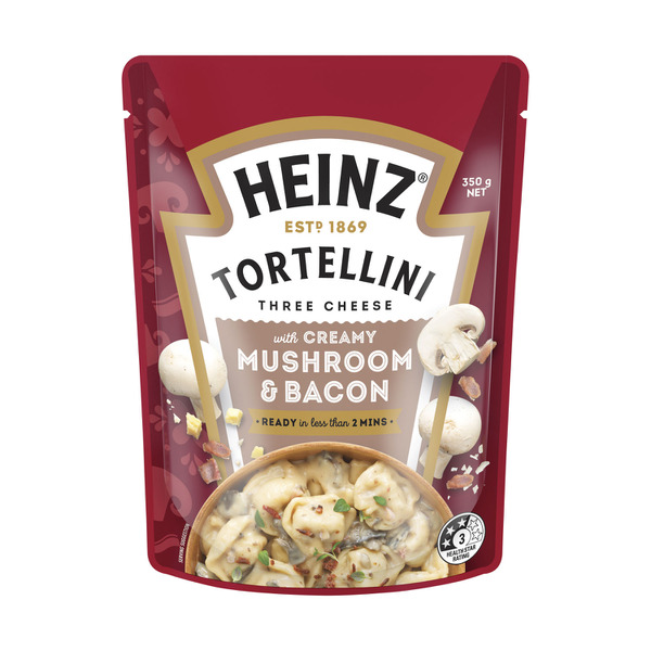 Calories in Heinz Tortellini Three Cheese Pasta Meal Creamy Mushroom & Bacon