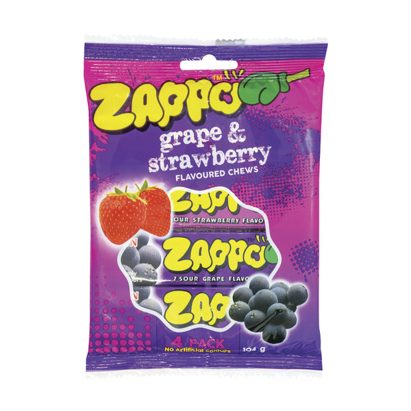 Calories in Zappos Strawberry & Grape 4 pack