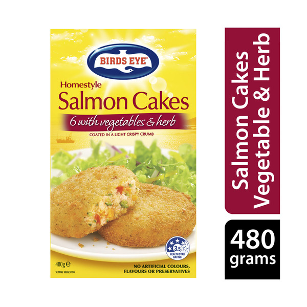 Calories in Birds Eye Frozen Salmon Cakes With Vegetables & Herbs 6 Pack