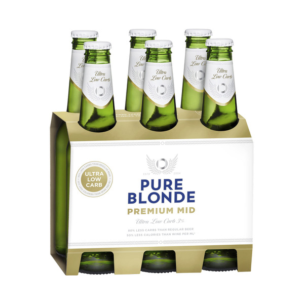 Buy Pure Blonde Premium Mid Bottle 330ml 6 Pack Coles