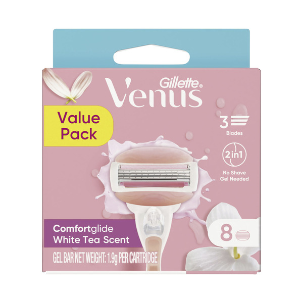 Gillette Venus Comforglide White Tea Women's Razor Blade Value Pack | 8 pack
