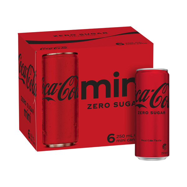 Coca-Cola No Sugar Soft Drink Multipack Mini Cans 6x250mL | 6 pack