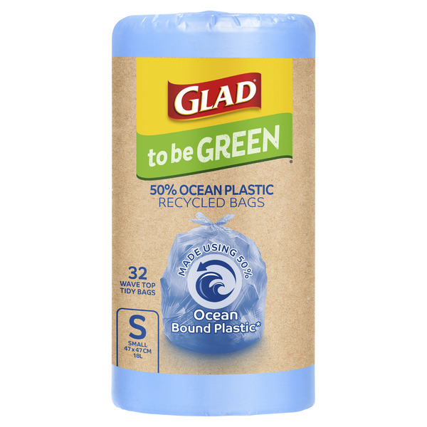 Buy Glad To Be Green 50% Ocean Plastic Recycled Kitchen Tidy Bags Medium 26  pack