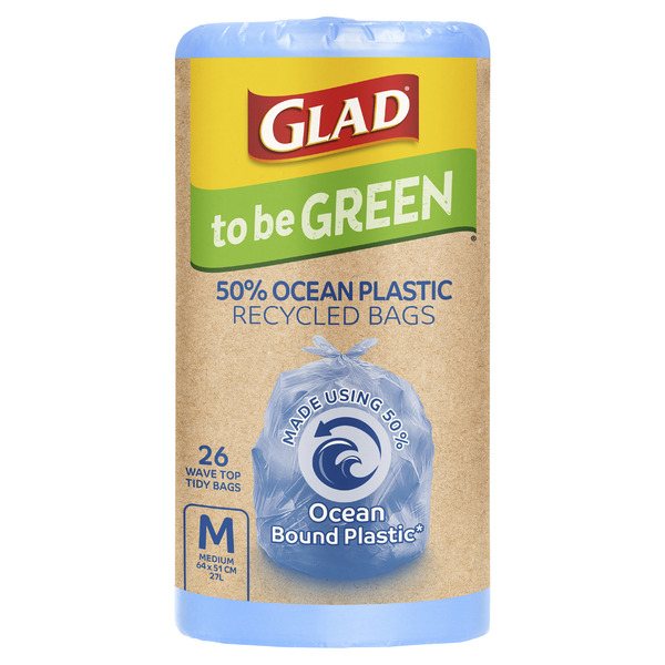 Buy Glad To Be Green 50% Ocean Plastic Recycled Kitchen Tidy Bags Medium 26  pack