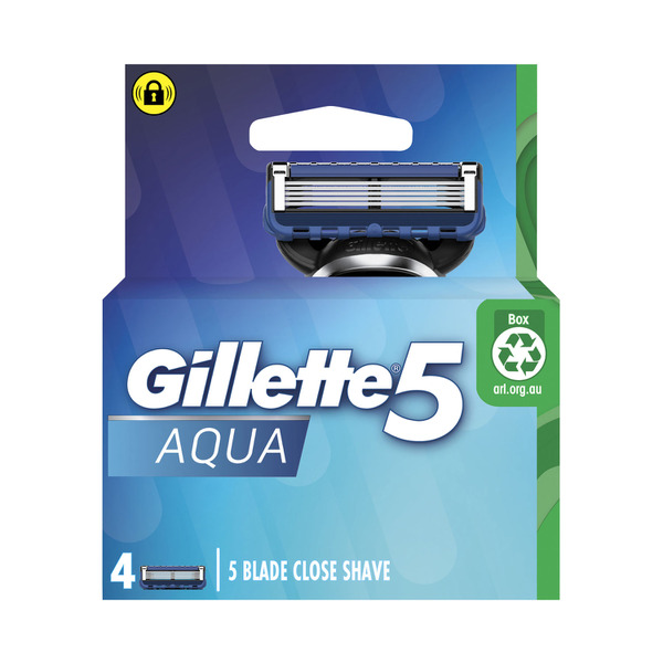 Buy Gillette 5 Aqua Razor Cartridges 4 pack | Coles