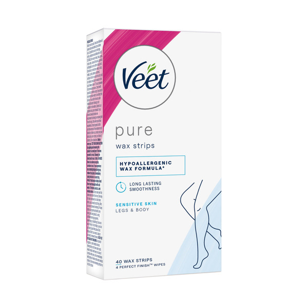 Veet Pure Hair Removal Cold Wax Strips Legs And Body 40 pack