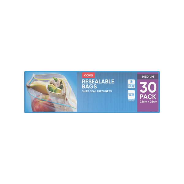 Coles Medium Resealable Storage Bags | 30 pack