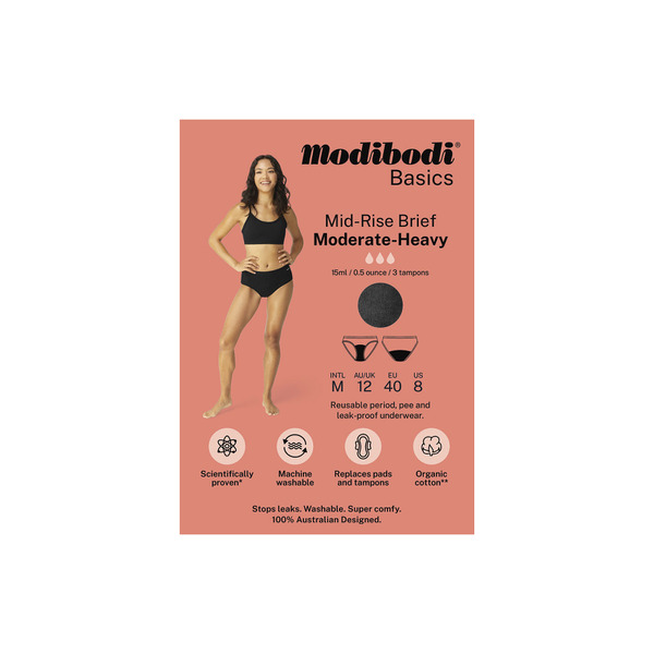 Buy Modibodi Mid Rise Period Brief Moderate Heavy Size 12 1 pack