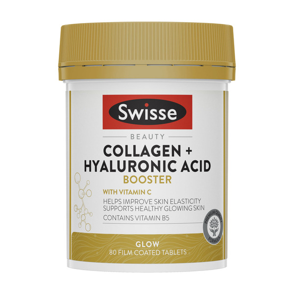 Swisse Beauty Collagen + Hyaluronic Acid Booster Supports Glowing Skin 80 Tablets