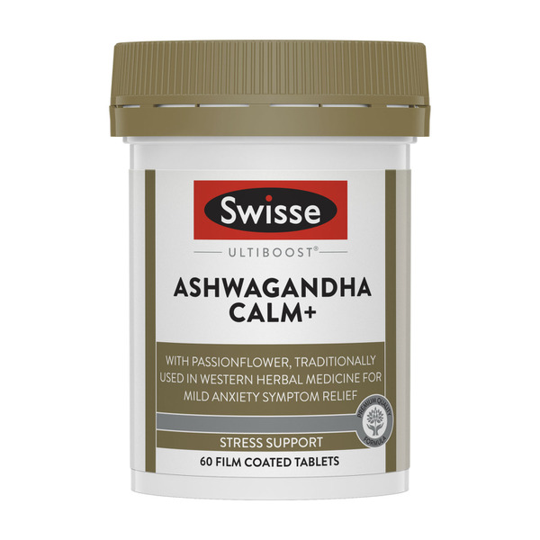 Swisse Ultiboost Ashwagandha Calm+ Supports a Healthy Stress Response in the body 60 Tablets