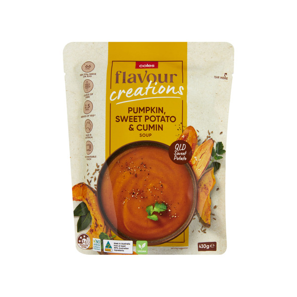 Buy Coles Flavour Creations Pump Sweet Potato & Cumin Soup 430g