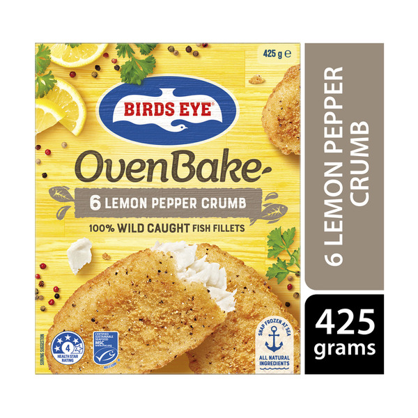Calories in Birds Eye Frozen Fish Fillets With Lemon Pepper Crumb Oven Bake 6 pack