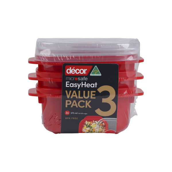 Decor Microsafe Easy Heat Containers 375mL 3 pack