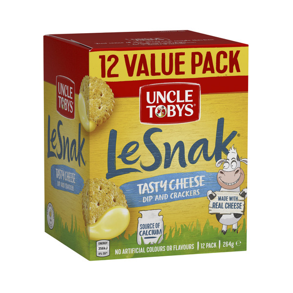 Calories in Uncle Tobys Le Snak Dip & Crackers Tasty Cheese Variety Pack