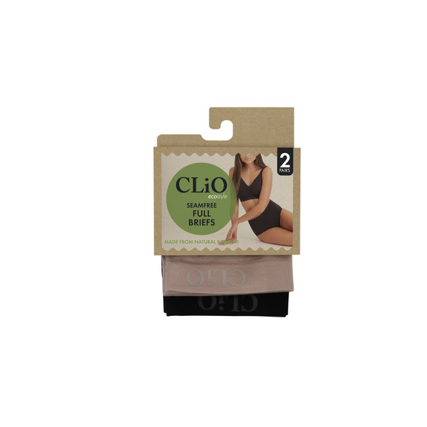 Buy Clio Bamboo Eco Full Brief Black/Nude 8/10 & 10/12 2 pack | Coles