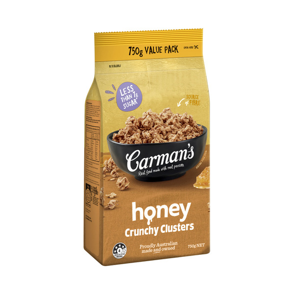 Buy Carman's Crunchy Clusters Cereal Honey 750g