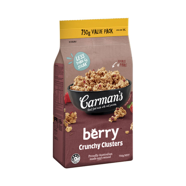 Buy Carman's Crunchy Clusters Cereal Berry 750g