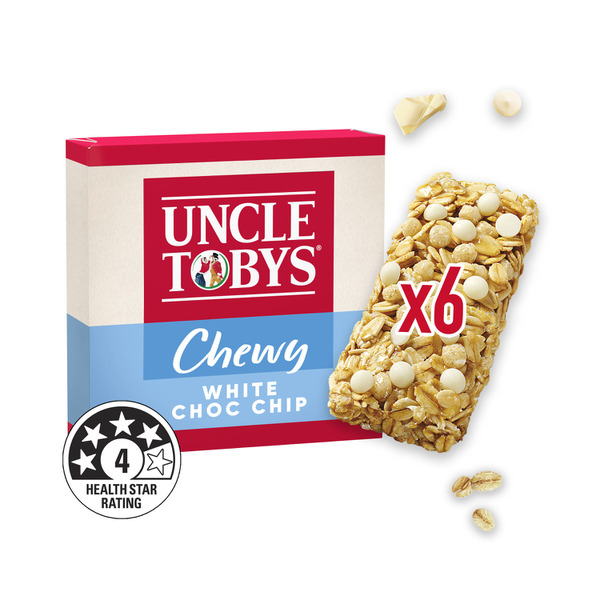 Calories in Uncle Tobys Chewy Muesli Bars White Choc Chip 6 Pack
