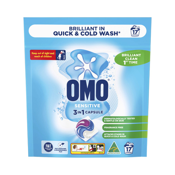 OMO 3 In 1 Laundry Capsules Sensitive 17 each