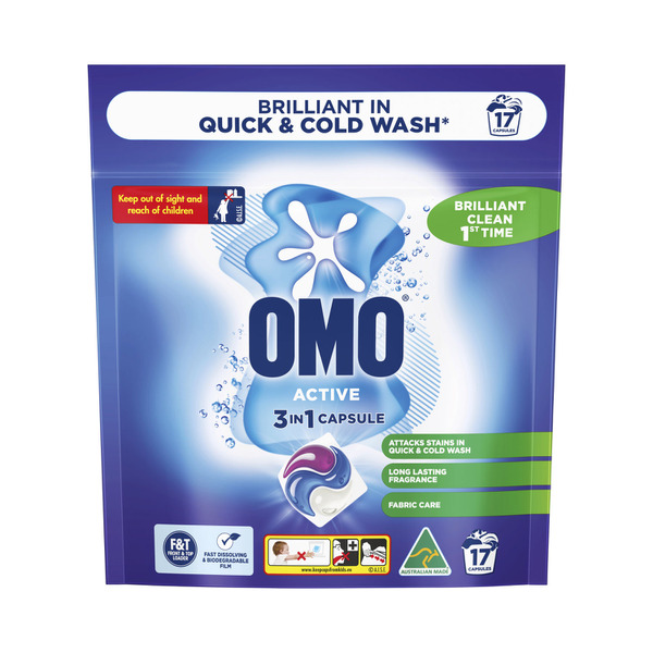 OMO 3 In 1 Laundry Capsules Active 17 each