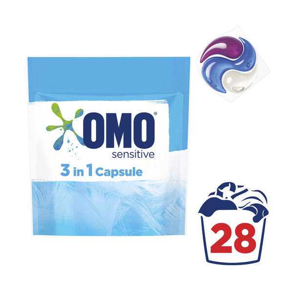 OMO Sensitive 3 in 1 Laundry Capsules 28 Washes