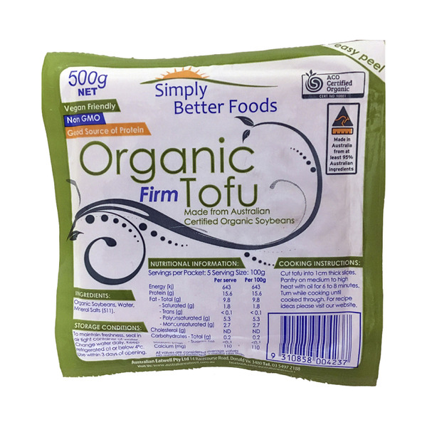 Calories In Simply Better Organic Plain Firm Tofu Calcount