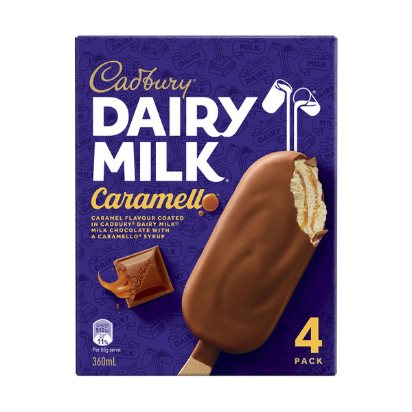 Cadbury Dairy Milk Caramello Ice Cream 4 Pack 360mL