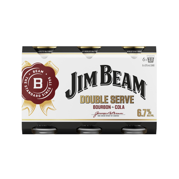 Buy Jim Beam Double Serve Can 375ml 6 Pack Coles