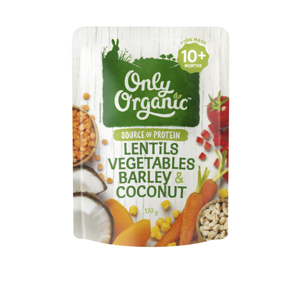 Only Organic Lentils Vegetables Barley & Coconut Baby Food Pouch 10+ Month | 170g
