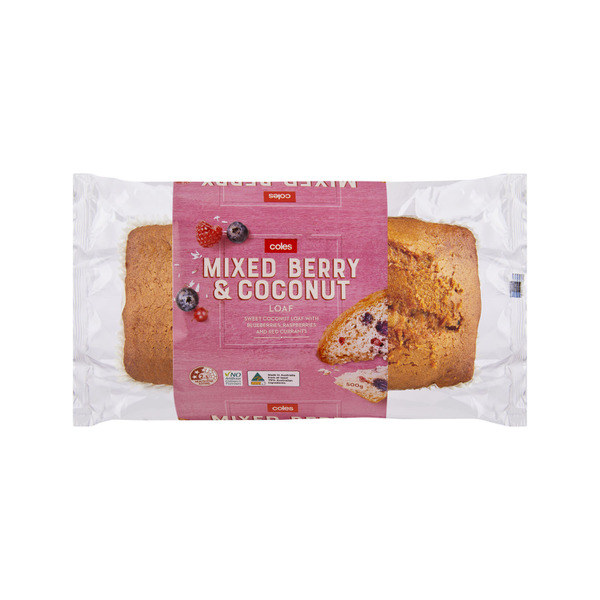 Coles Mixed Berry & Coconut Loaf | 500g