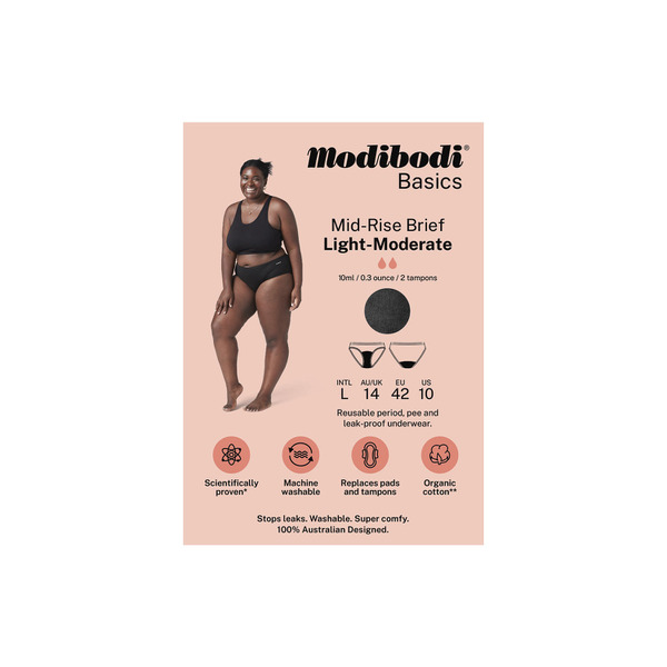 Buy Modibodi Mid-Rise Period Brief Light Moderate Size 14 1 pack