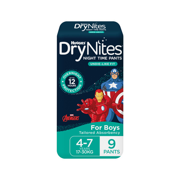 DryNites Night Time Pants for Boys 4-7 Years (17-30kg) | 9 pack