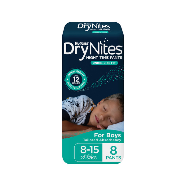 Huggies Drynites Night Pants Boy Size 8-15 Years | 8 pack