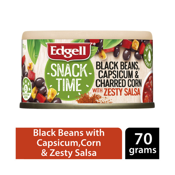 Edgell Snack Time Black Beans Capsicum & Charred Corn With Zesty Salsa