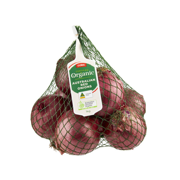 Coles Organic Red Onions Prepacked | 1kg
