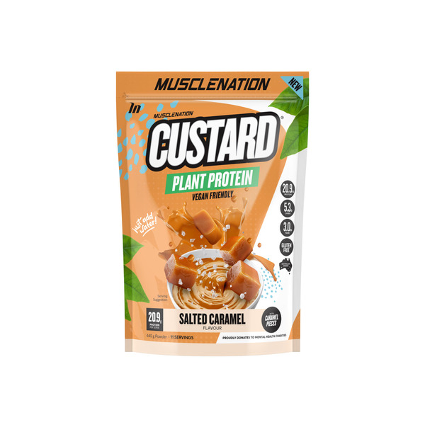 Buy Muscle Nation Custard Plant Protein Powder Salted Caramel 440g | Coles