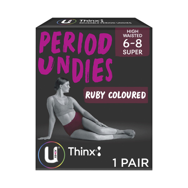 U by Kotex Thinx Period Underwear Ruby High Waisted Size 6-8