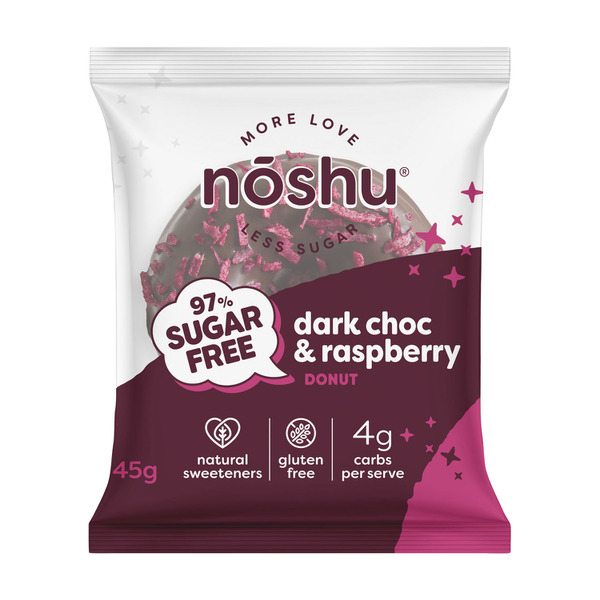 Noshu 95% Sugar Free Dark Choc Raspberry Donut