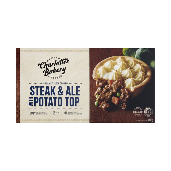 Charlotte'S Bakery Slow Cooked Beef & Ale Potato Top Pies 2 Pack