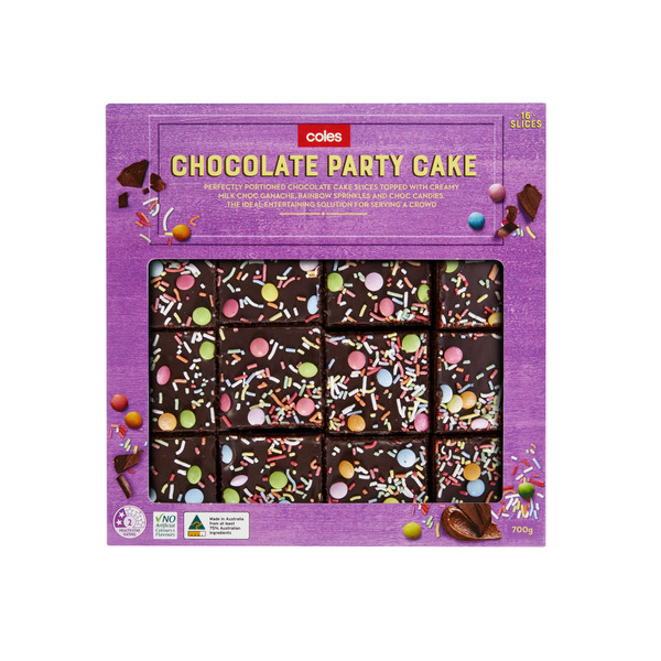 Buy Coles Chocolate Party Cake 16 Slices 700g Coles