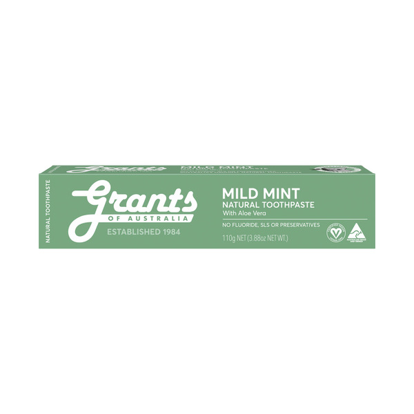 Grants Of Australia Mild Mint With Aloe Vera Natural Toothpaste