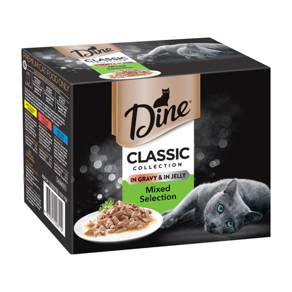 Dine Classic Collection Pouch Cat Food Mixed Selection In Jelly/Gravy 12x85g