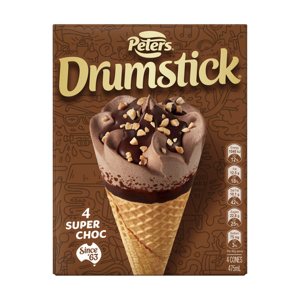 Drumstick Ice Cream Super Choc 4Pack | 475mL