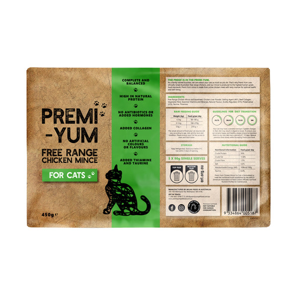 Buy PremiYum Free Range Chicken Mince For Cats Cat Food 5X90g 5 pack