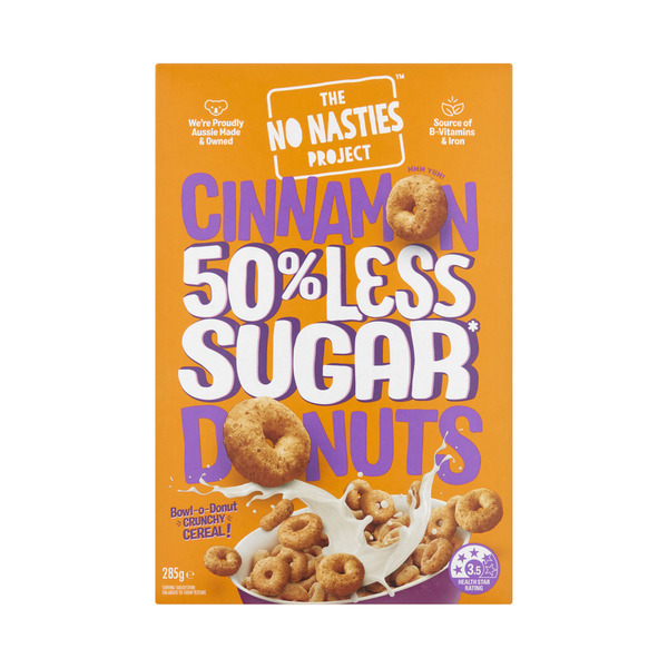 The No Nasties Project 50% Less Sugar Cereal Cinnamon Donut | 285g