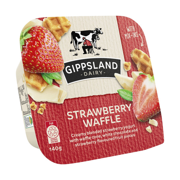 Gippsland Dairy Strawberry Waffle Mix-Ins 140g,140 GRAM