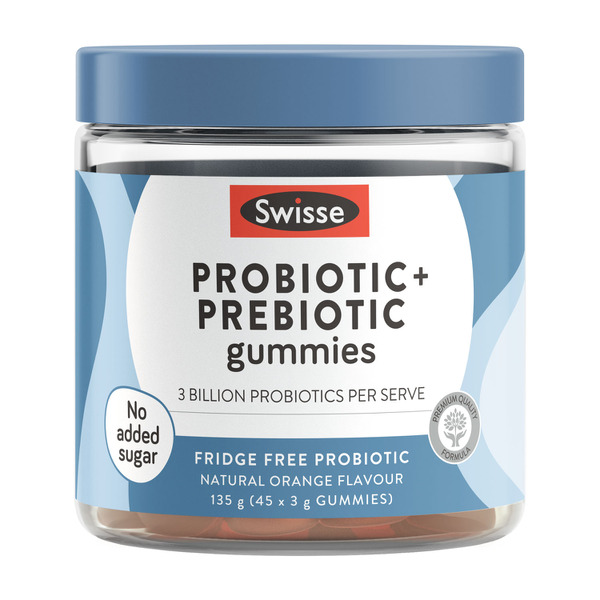 Swisse Probiotic + Prebiotic Gummies 3 Billion CFU of probiotics per serve