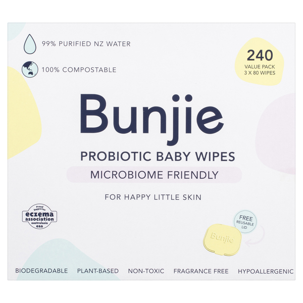Bunjie Baby Probiotic Baby Wipes Multi Pack | 240 pack