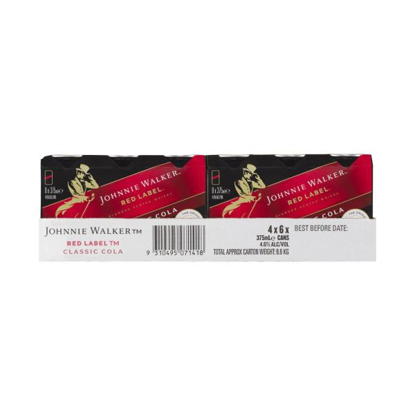 Buy Johnnie Walker Red & Cola Can 375mL 24 Pack | Coles