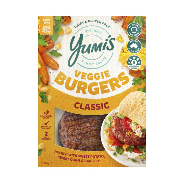 Buy Yumis Classic Veggie Burger 2 pack 220g | Coles